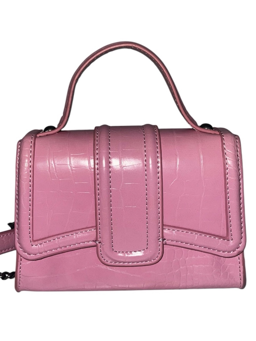 Zara Pink Faux-Croc Mini Top-Handle Crossbody